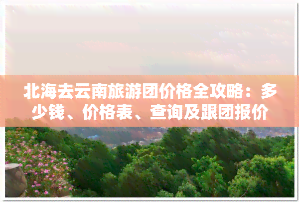 北海去云南旅游团价格全攻略：多少钱、价格表、查询及跟团报价