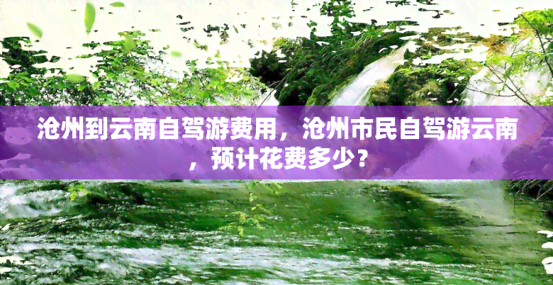 沧州到云南自驾游费用，沧州市民自驾游云南，预计花费多少？