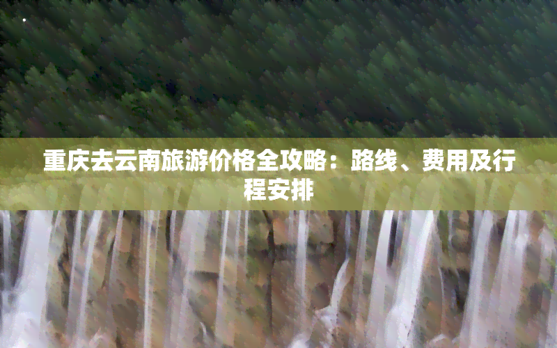 重庆去云南旅游价格全攻略：路线、费用及行程安排