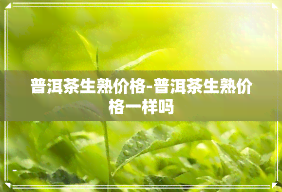 普洱茶生熟价格-普洱茶生熟价格一样吗