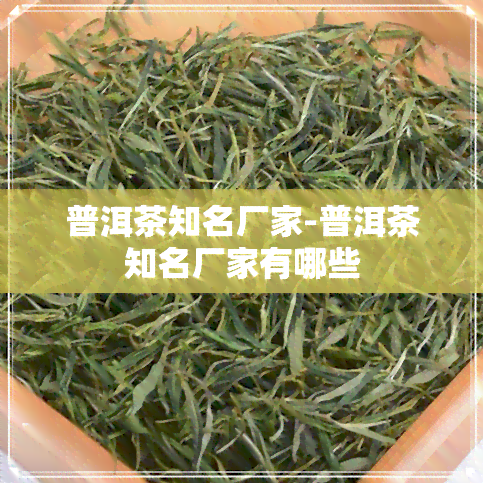 普洱茶知名厂家-普洱茶知名厂家有哪些