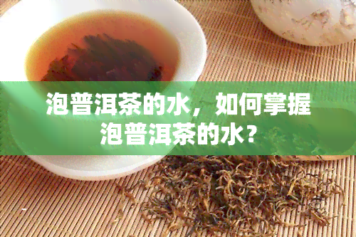 泡普洱茶的水，如何掌握泡普洱茶的水？