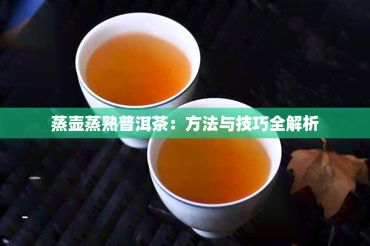 蒸壶蒸熟普洱茶：方法与技巧全解析