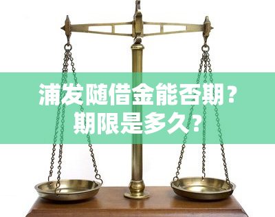 浦发随借金能否期？期限是多久？