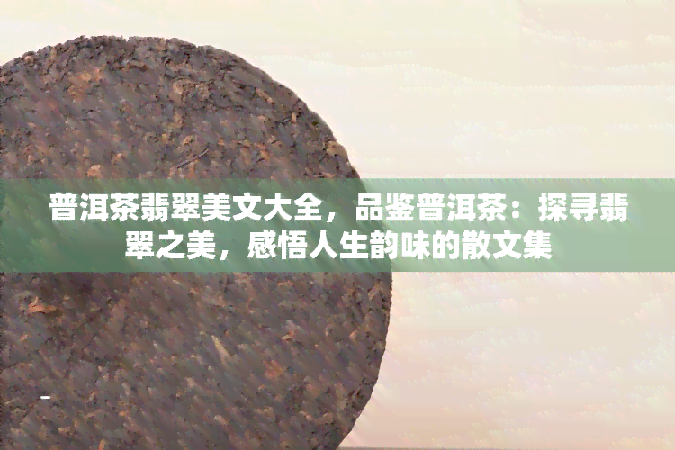 普洱茶翡翠美文大全，品鉴普洱茶：探寻翡翠之美，感悟人生韵味的散文集