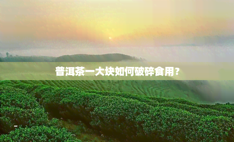 普洱茶一大块如何破碎食用？