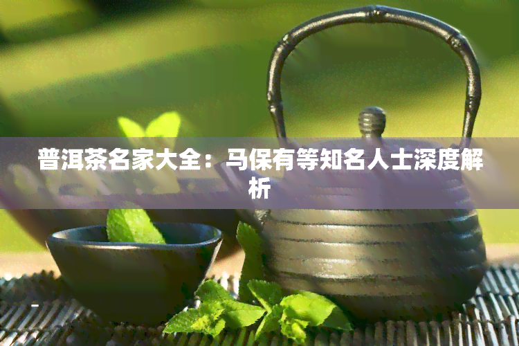 普洱茶名家大全：马保有等知名人士深度解析