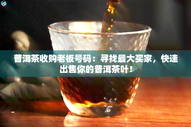 普洱茶收购老板号码：寻找更大买家，快速出售你的普洱茶叶！