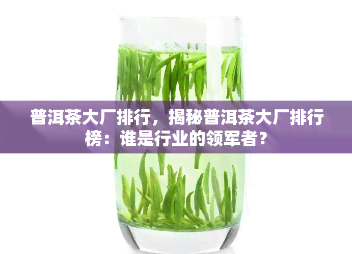 普洱茶大厂排行，揭秘普洱茶大厂排行榜：谁是行业的领军者？