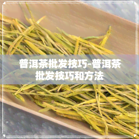 普洱茶批发技巧-普洱茶批发技巧和方法