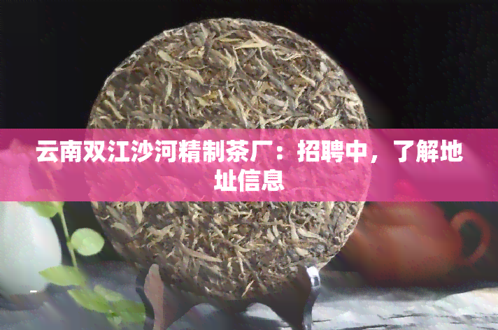 云南双江沙河精制茶厂：招聘中，了解地址信息