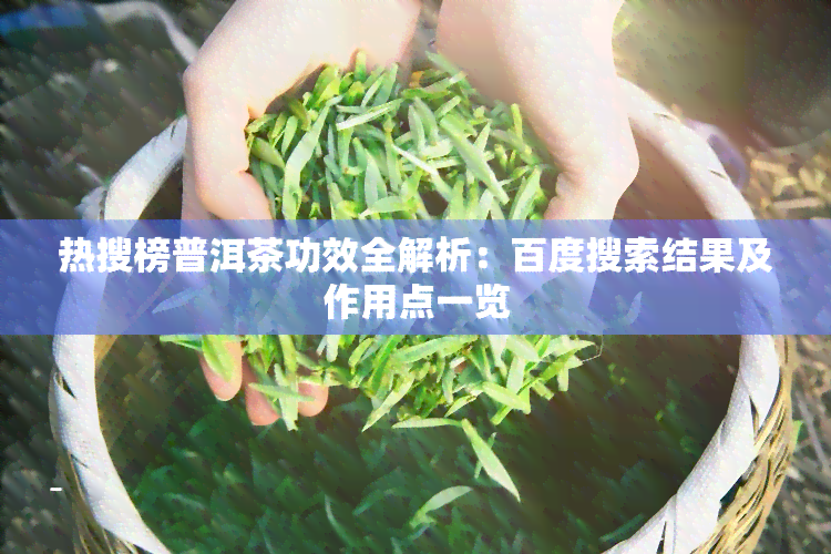 热搜榜普洱茶功效全解析：百度搜索结果及作用点一览