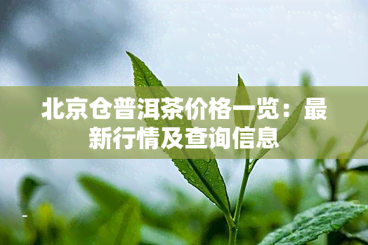 北京仓普洱茶价格一览：最新行情及查询信息