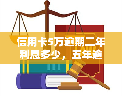 信用卡5万逾期二年利息多少，五年逾期未还信用卡，利息将累计多少？