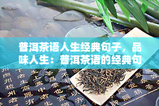 普洱茶语人生经典句子，品味人生：普洱茶语的经典句子