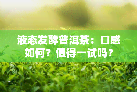 液态发酵普洱茶：口感如何？值得一试吗？