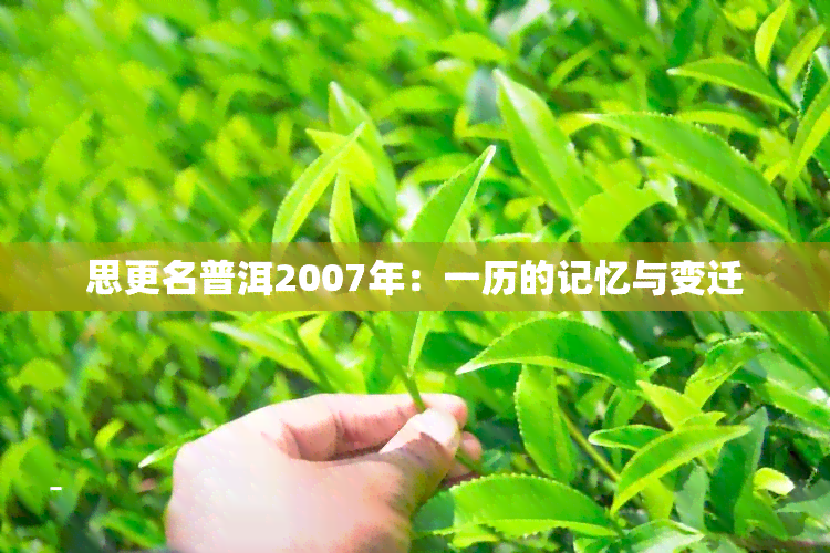 思更名普洱2007年：一历的记忆与变迁