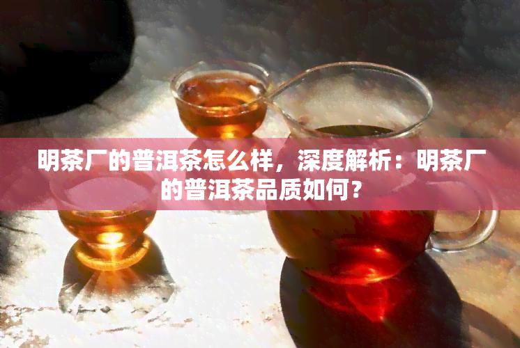 明茶厂的普洱茶怎么样，深度解析：明茶厂的普洱茶品质如何？