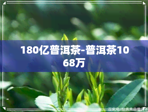 180亿普洱茶-普洱茶1068万