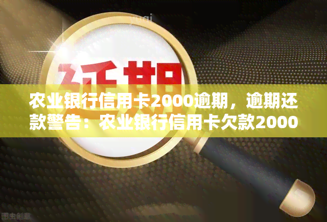 农业银行信用卡2000逾期，逾期还款警告：农业银行信用卡欠款2000元，请尽快处理