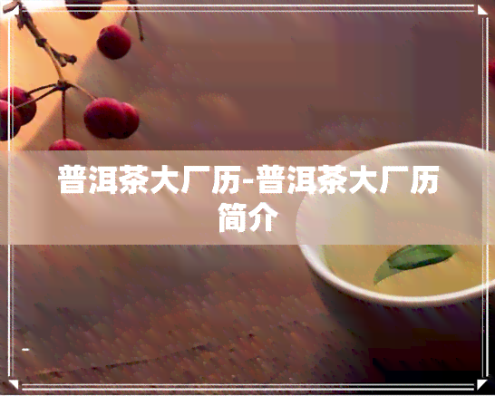 普洱茶大厂历-普洱茶大厂历简介