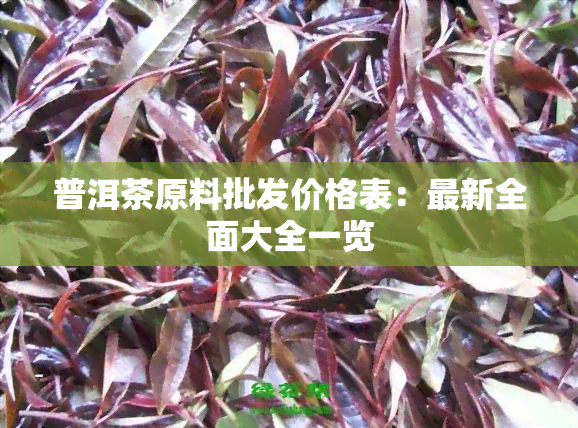 普洱茶原料批发价格表：最新全面大全一览