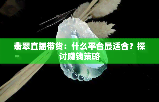 翡翠直播带货：什么平台最适合？探讨赚钱策略