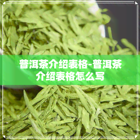 普洱茶介绍表格-普洱茶介绍表格怎么写