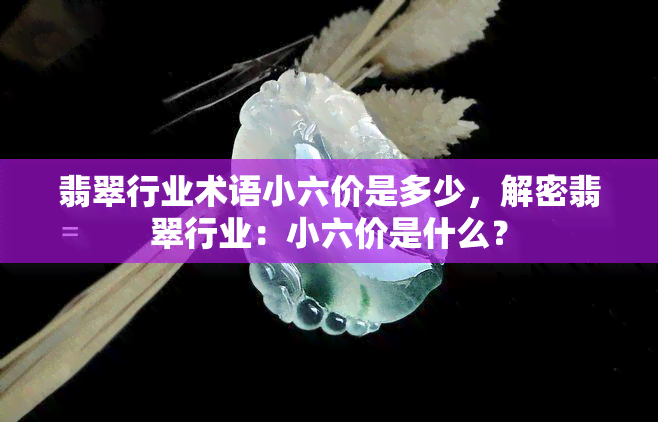 翡翠行业术语小六价是多少，解密翡翠行业：小六价是什么？