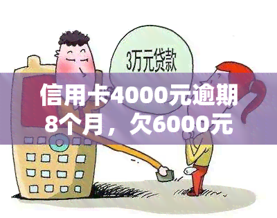 信用卡4000元逾期8个月，欠6000元逾期4个月，是否会坐牢？