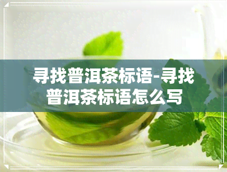 寻找普洱茶标语-寻找普洱茶标语怎么写