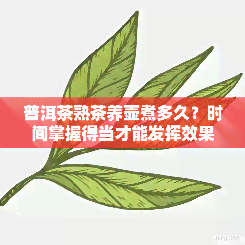 普洱茶熟茶养壶煮多久？时间掌握得当才能发挥效果！