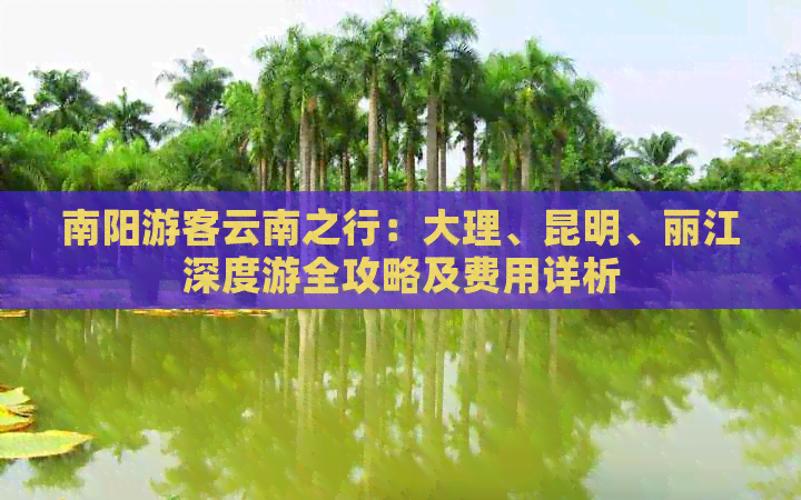 南阳游客云南之行：大理、昆明、丽江深度游全攻略及费用详析
