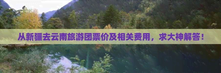 从新疆去云南旅游团票价及相关费用，求大神解答！