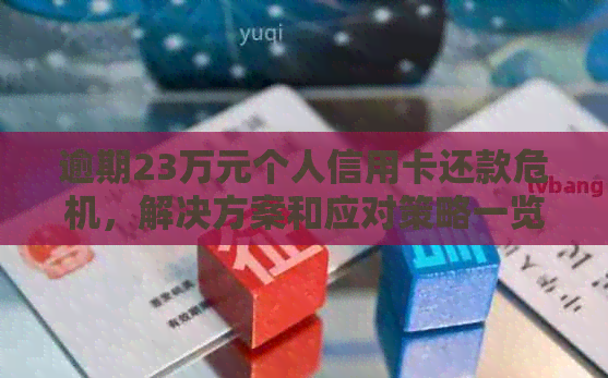 逾期23万元个人信用卡还款危机，解决方案和应对策略一览