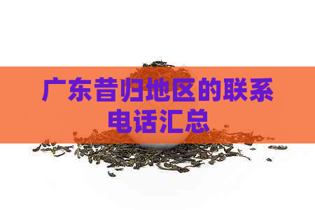 广东昔归地区的联系电话汇总