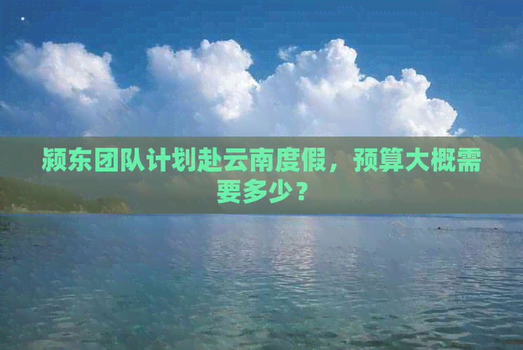 颍东团队计划赴云南度假，预算大概需要多少？