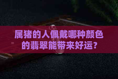 属猪的人佩戴哪种颜色的翡翠能带来好运？