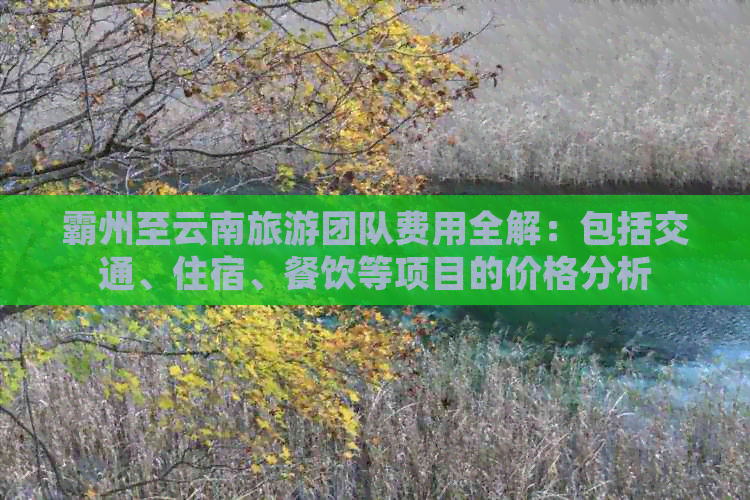 霸州至云南旅游团队费用全解：包括交通、住宿、餐饮等项目的价格分析