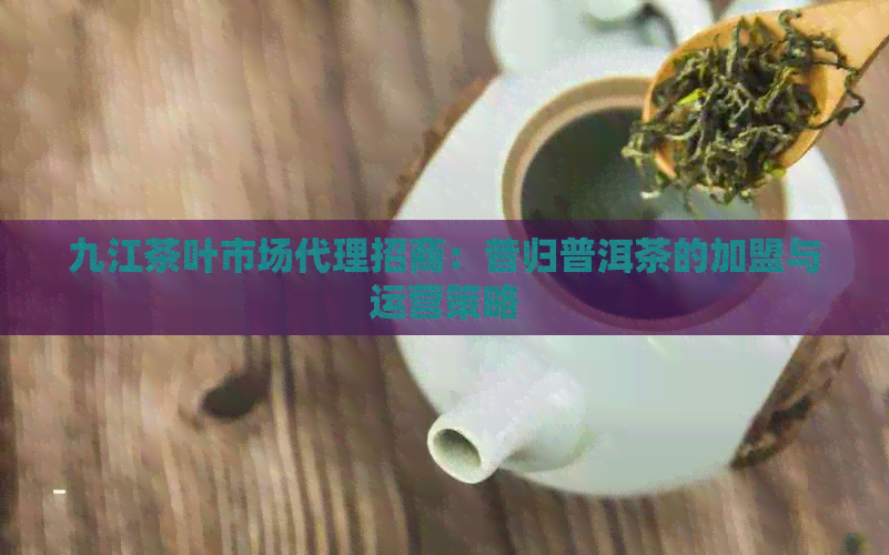 九江茶叶市场代理招商：昔归普洱茶的加盟与运营策略