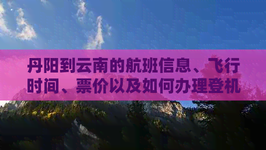 丹阳到云南的航班信息、飞行时间、票价以及如何办理登机手续的全面指南