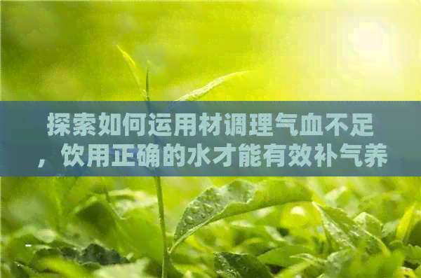 探索如何运用材调理气血不足，饮用正确的水才能有效补气养生