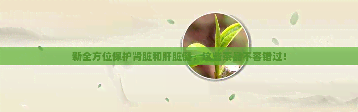 新全方位保护肾脏和肝脏健，这些茶品不容错过！