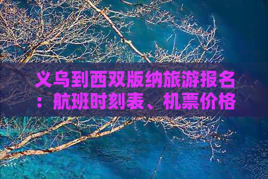 义乌到西双版纳旅游报名：航班时刻表、机票价格及自驾游路线