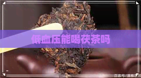 低血压能喝茯茶吗