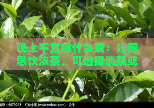 晚上不宜喝什么茶：睡前忌饮浓茶，可选择淡茶或无茶。