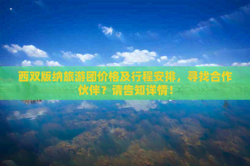 西双版纳旅游团价格及行程安排，寻找合作伙伴？请告知详情！