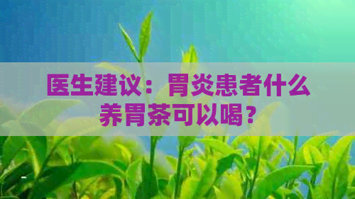 医生建议：胃炎患者什么养胃茶可以喝？