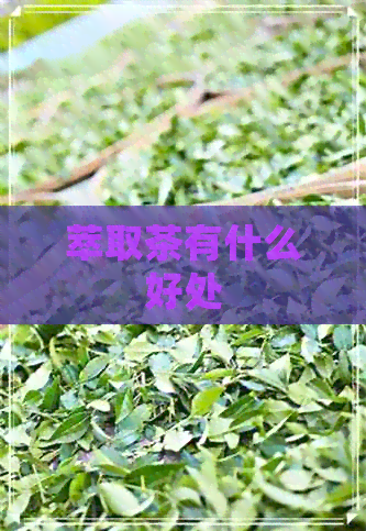 萃取茶有什么好处