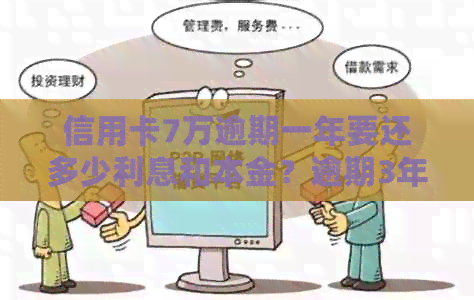 信用卡7万逾期一年要还多少利息和本金？逾期3年会有什么后果？